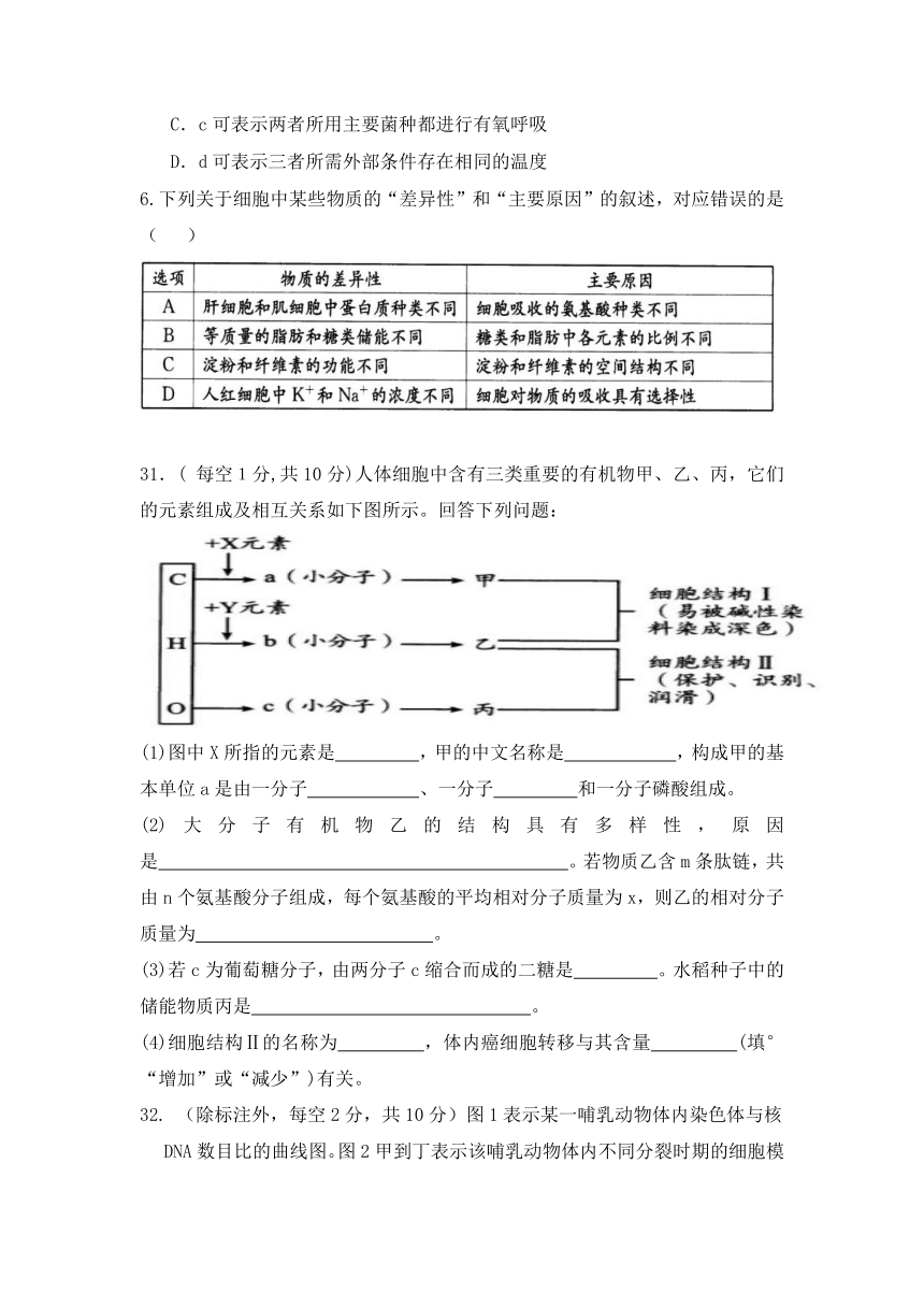 四川省仁寿县高级中学校2022届高三上学期9月月考理科综合生物试题（Word版含答案）