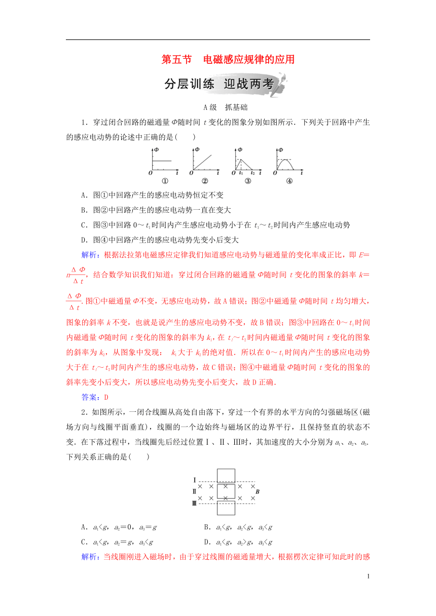 第一章电磁感应第五节电磁感应规律的应用分层训练