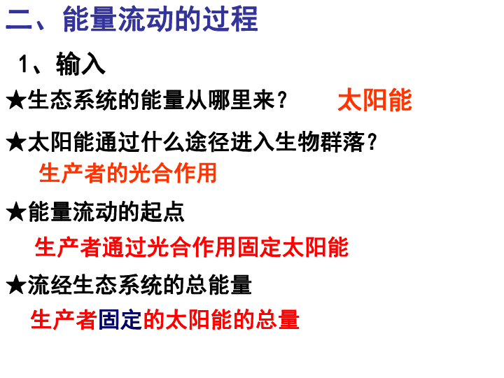 浙科版 高中生物 2019-2020 必修三 第六章 生态系统 第二节能量流动和物质循环（31张PPT）