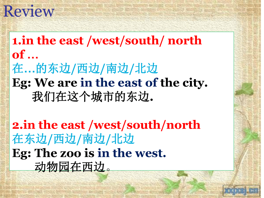 Unit 2 We are in the east of the city 课件