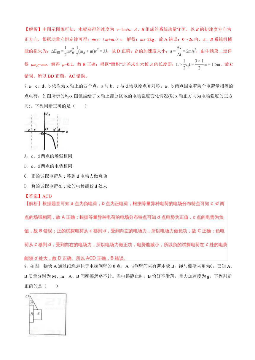 2018届福建省漳州市高三下学期第三次（5月）调研测试物理试题（解析版）