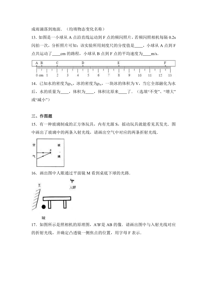 广东省汕头市金平区2016-2017学年八年级（上）期末物理试卷（解析版）