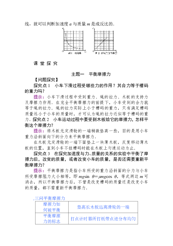 2019版物理新教材人教必修一同步学案：4.2 实验：探究加速度与力、质量的关系 Word版含答案