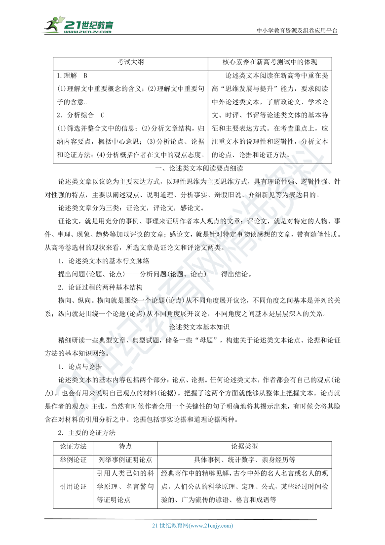 总述 论述类文本阅读要点细读 教案——【备考2022】高考语文一轮 论述类文本阅读