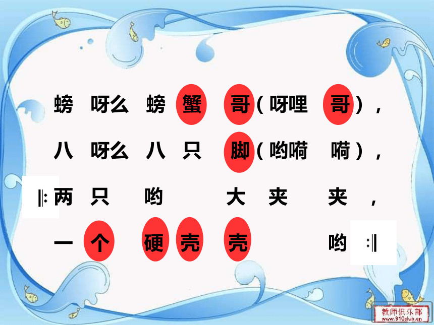 歌曲《螃蟹歌》 课件