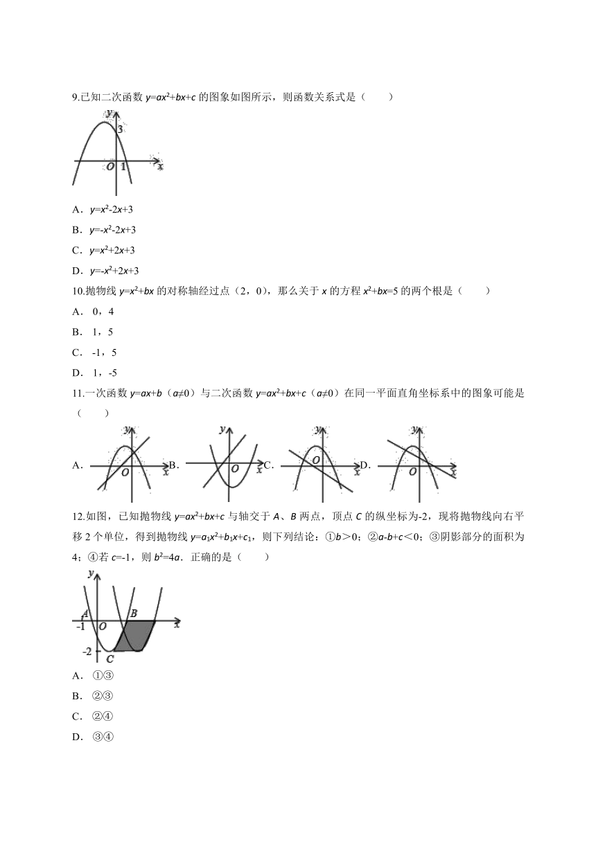 人教版初中数学九年级上册第二十二章二次函数单元测试卷 （解析版）