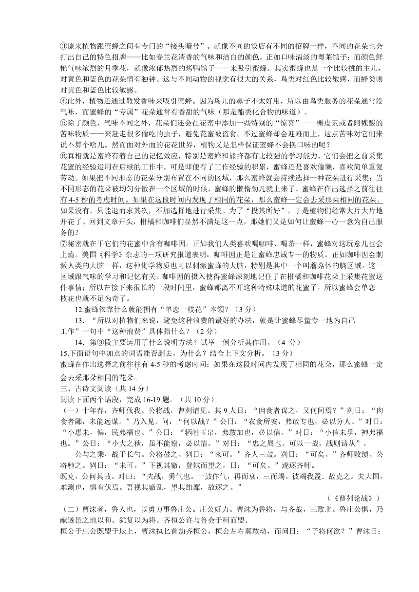 河南省洛阳市2015年中招模拟考试（二）语文试题