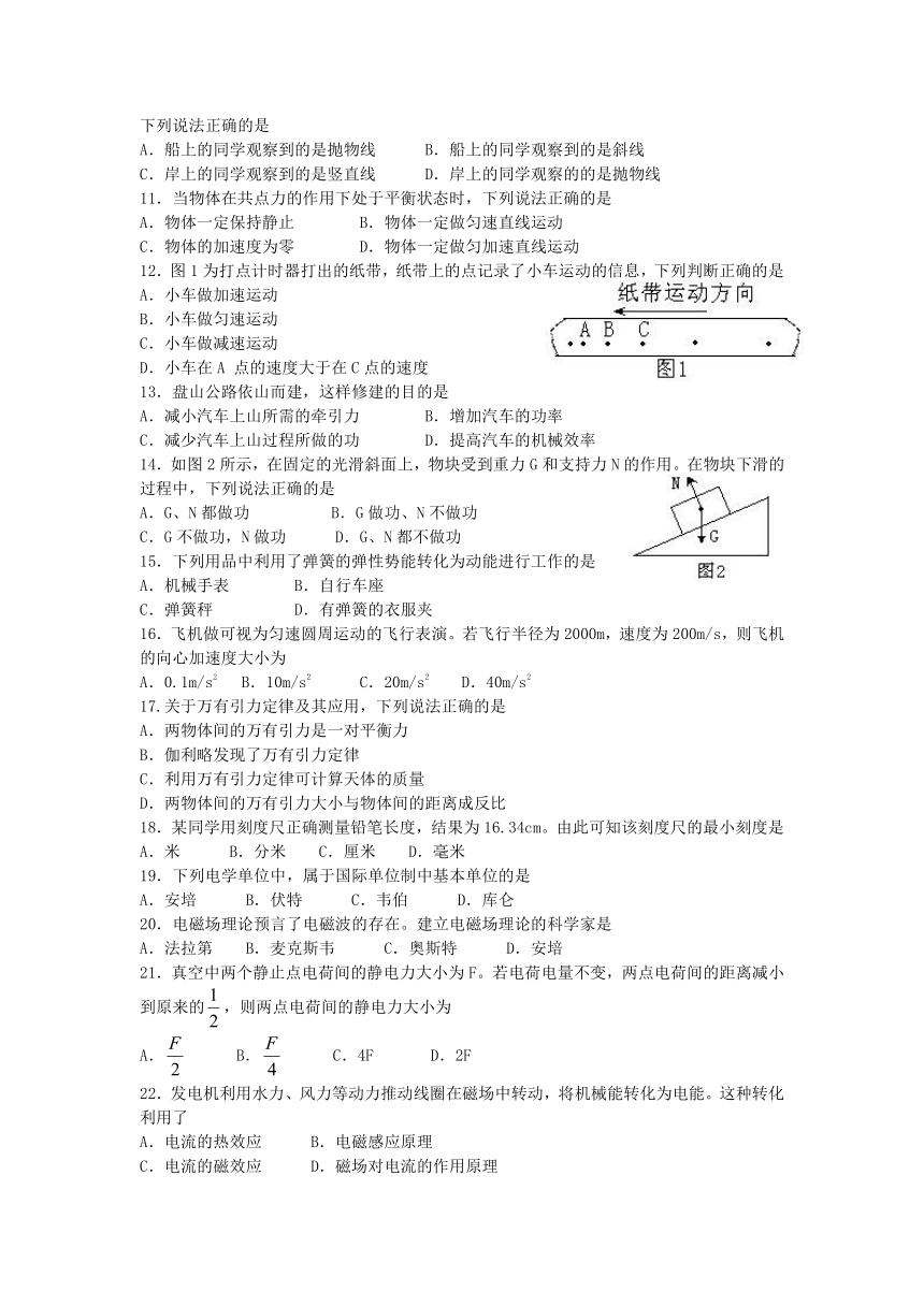 广东省珠海三中2016-2017学年高二下学期期中考试文科物理试题+Word版含答案