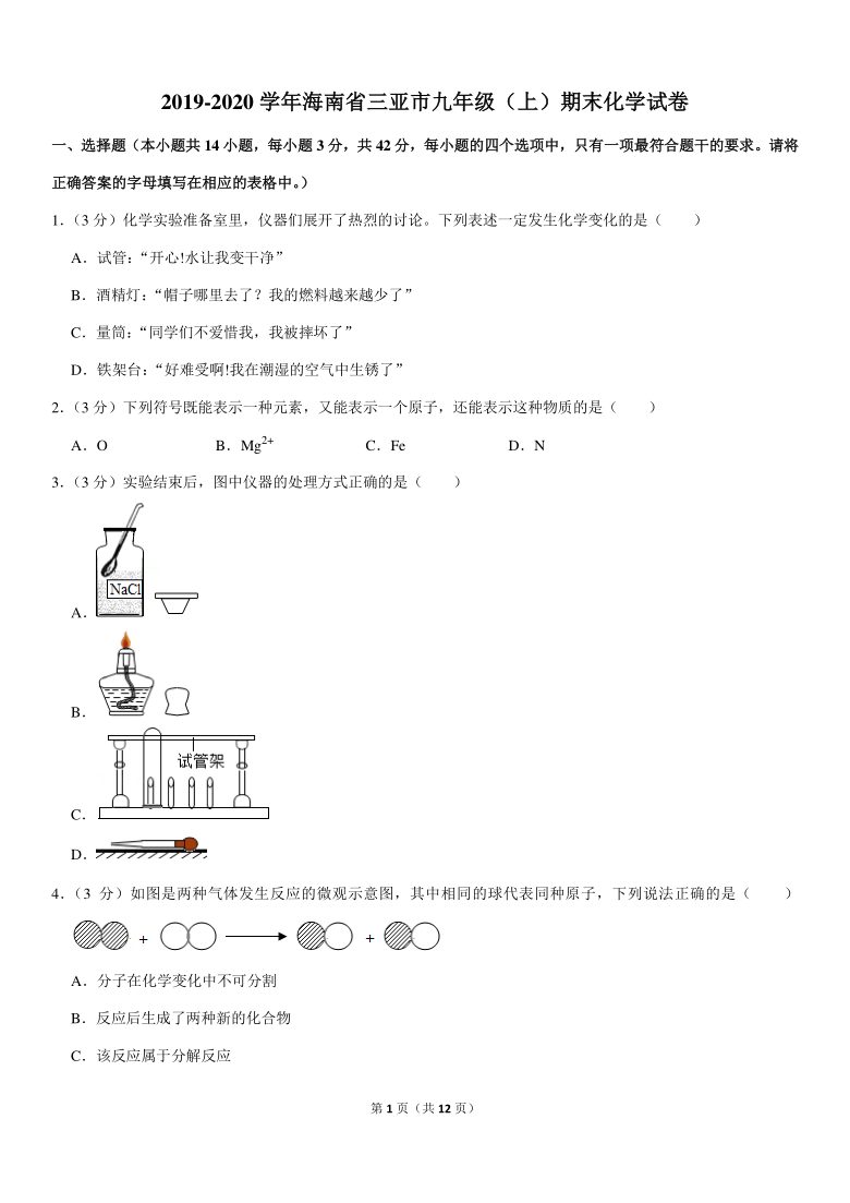 2019-2020学年海南省三亚市九年级（上）期末化学试卷（解析版）