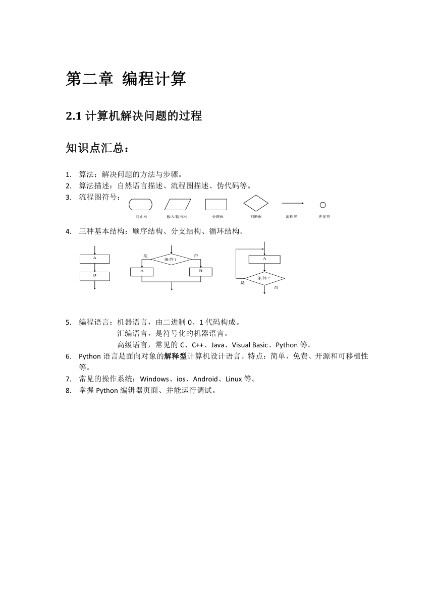 教科版（2019）信息技术必修一第2章 编程计算 单元知识点总结+检测（含解析）