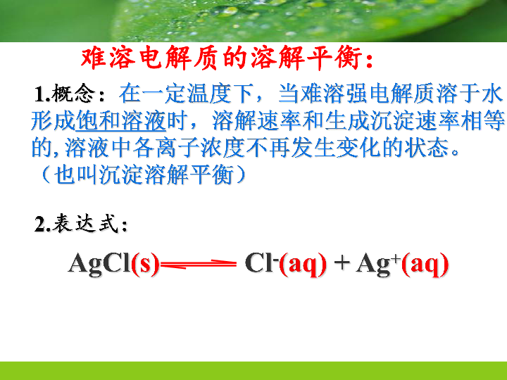 人教化学选修4第三章 第四节 难溶电解质的溶解平衡（共19张PPT）