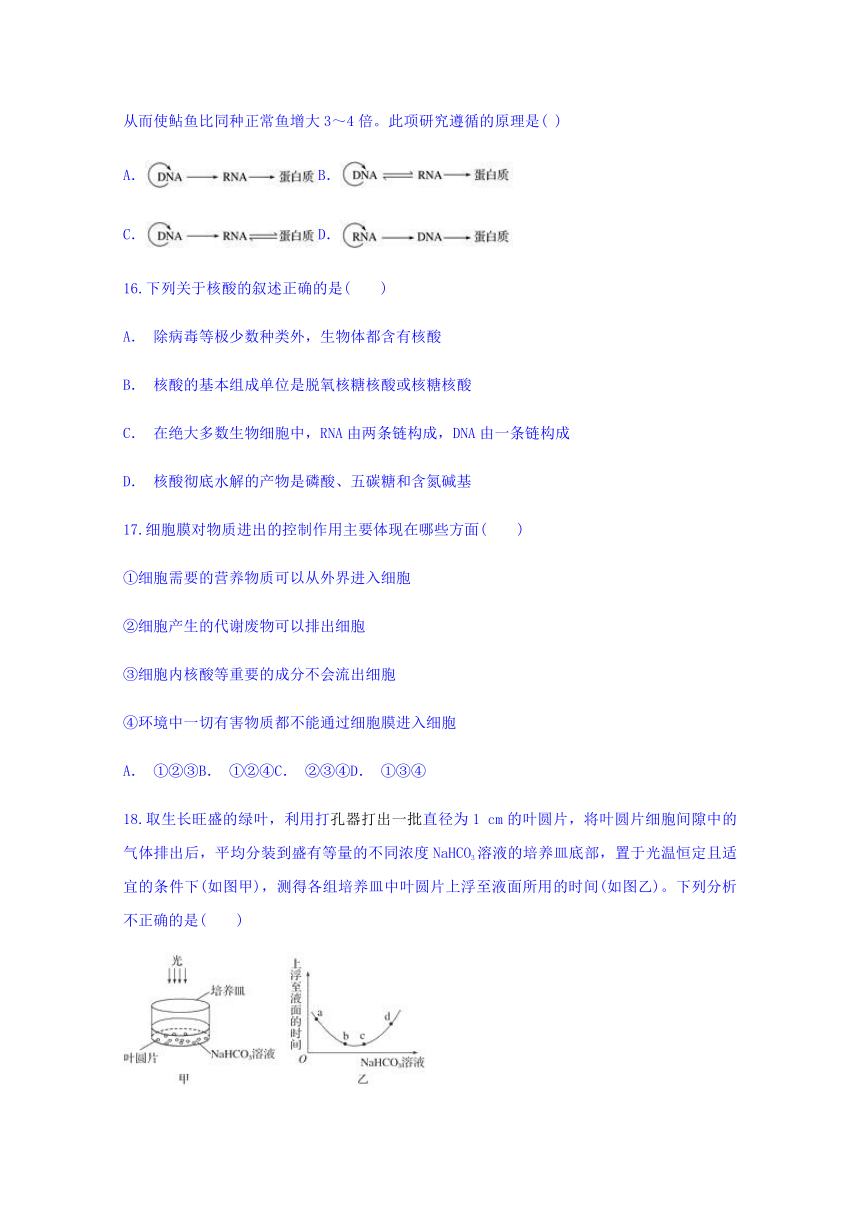 云南省曲靖市麒麟区三中2017-2018学年高一第二学期3月份月考卷生物试题