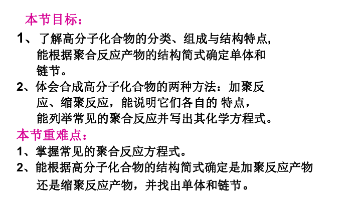 鲁科版化学选修5  3.3 高分子化合物