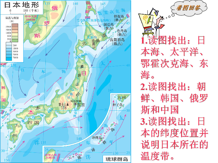 日本地理位置PPT图片