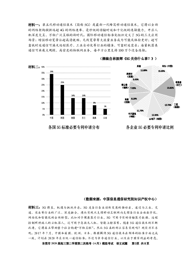 广东省东莞市2020届高三第二次统考6月模拟考试最后一卷语文试题word含答案