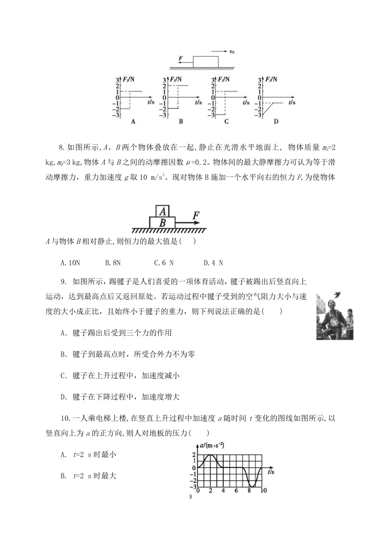 陕西省渭南市大荔县同州中学2021届高三上学期第一次月考物理试题 Word版含答案