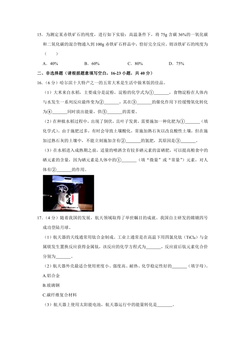 2021年黑龙江省哈尔滨市松北区中考化学一模试卷（解析版）